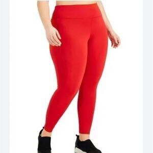ID Ideology Women's Compression High-Waist
Side-Pocket 7/8 Length Leggings, Red